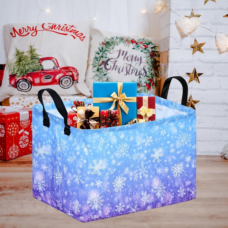 KUNRO Christmas Gift Storage Basket Rectangle Storage Organizer for Nursery Hamper Home Bedroom Laundry Hamper Shelf Baskets. - Image 3
